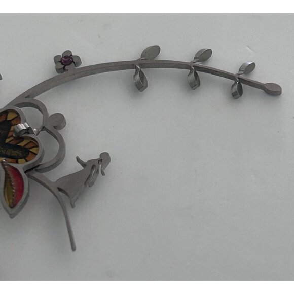 Artistic Brooch Pin Heart House Dangling Bead Unique Metal Jewelry - Picture 4 of 6